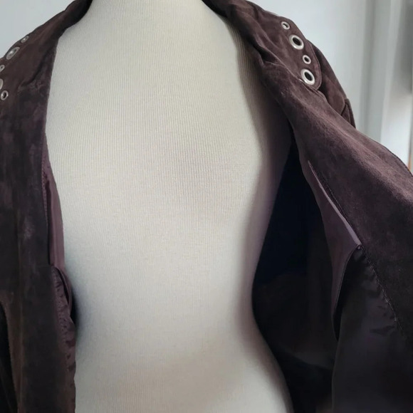 Live a Little Genuine Leather Suede Vintage Boho Hippie Jacket w/Grommets (Size: - Picture 11 of 16